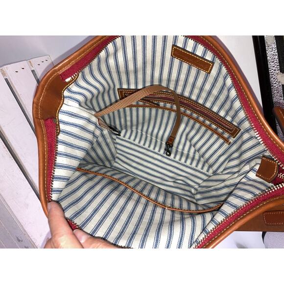 DOONEY & BOURKE LARGERED NYLON BROWN LEATHER SHOULDER BAG - Picture 15 of 16